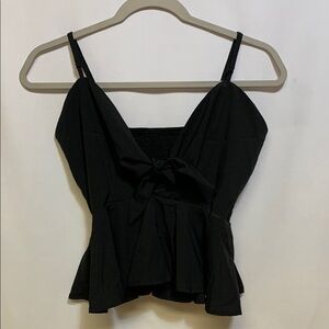 SHEIN Black Cropped Tie Front Peplum Camisole